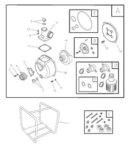 Main Unit Diagram and Parts List for WP2-60 073010-1 Briggs and Stratton Water Pump